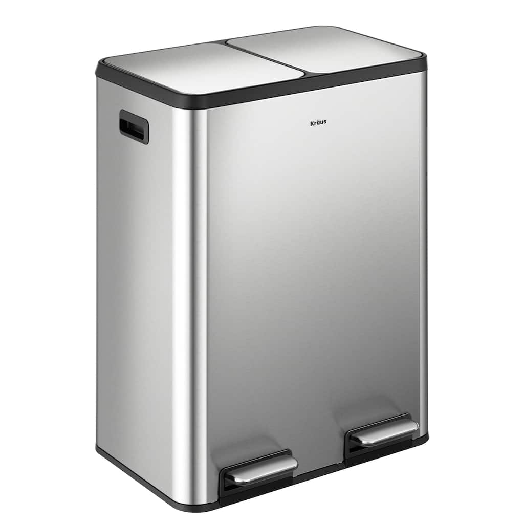 KRAUS WasteGuard 15.8 G 60 L Dual Compartment Pedal Kitchen Trash Can