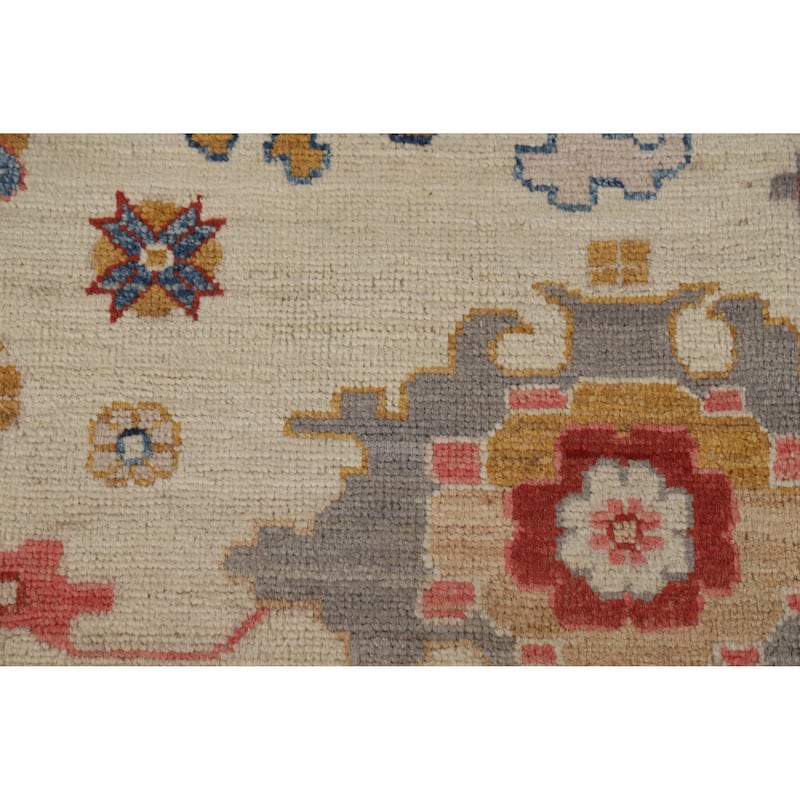 Hand Knotted Oriental 100% Wool Carpet Transitional All-Over Beige & Ivories Oushak Area Rug - 9' 9'' X 8' 1''