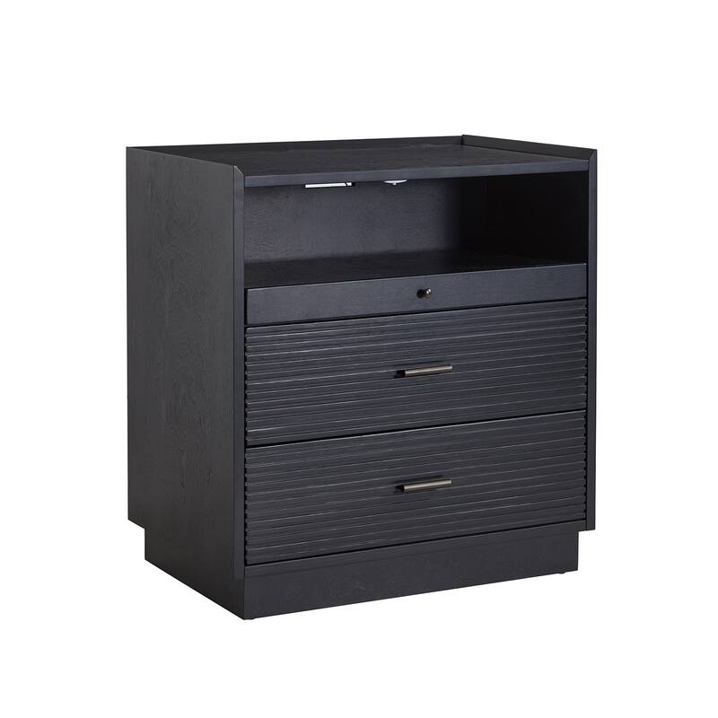 Lorenz Mid-century Modern End Table with Charge Station and LED Light by HULALA HOME