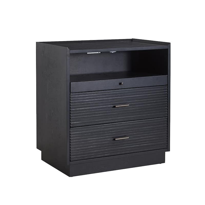 Lorenz Mid-century Nightstand with USB and LED Light by HULALA HOME