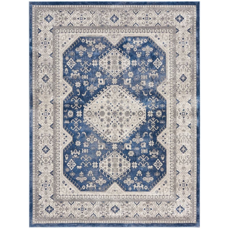 New Concept Washables Series 4 Indoor only Persian Area Rug - 7' 10" x 9' 10" - Grey/Navy - Rectangle