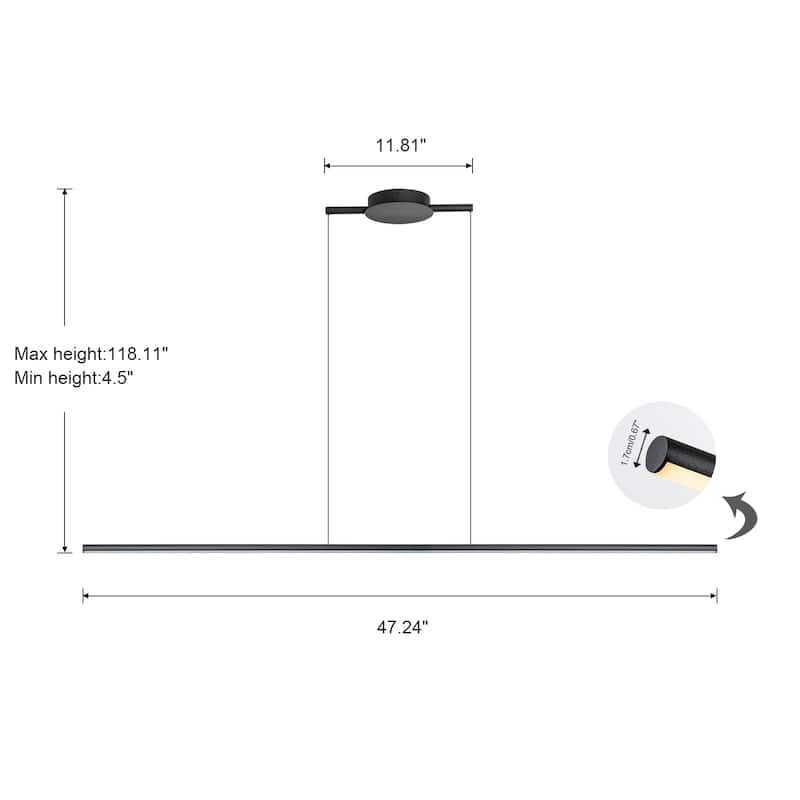 OYIPRO Kitchen Island Pendant Lighting Integrated LED Linear Light Fixture