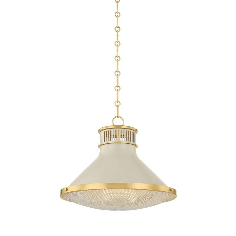 Hudson Valley Lighting MDS2405 Highclere 18" Wide Pendant - Aged Brass / Off-White