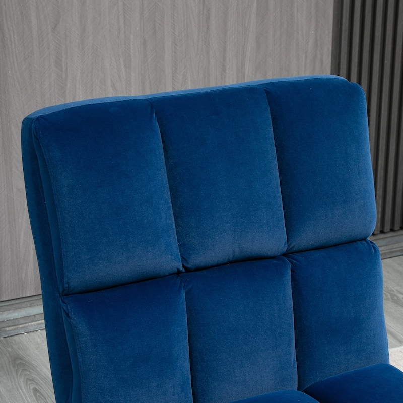 HOMCOM Accent Chair with Ottoman, Velvet Club Chair with Vibration Massage, Remote Control and Metal Legs