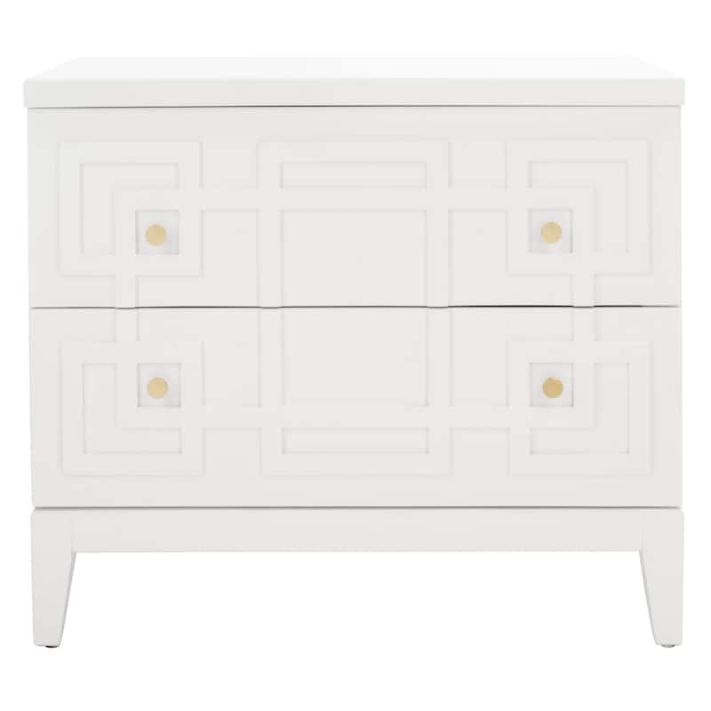 SAFAVIEH Zoey White/Gold 2-Drawer Nightstand