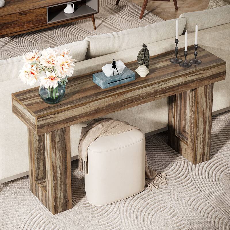 63-inch Wood Narrow Console Sofa Hallway Accent Table for Entryway