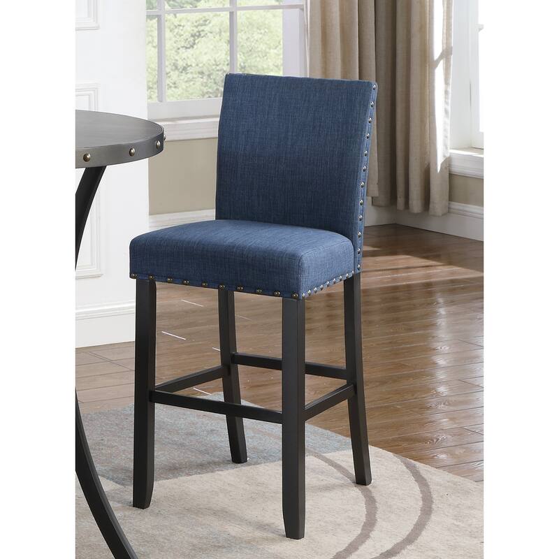Biony Fabric Bar Stools With Nailhead Trim - Blue