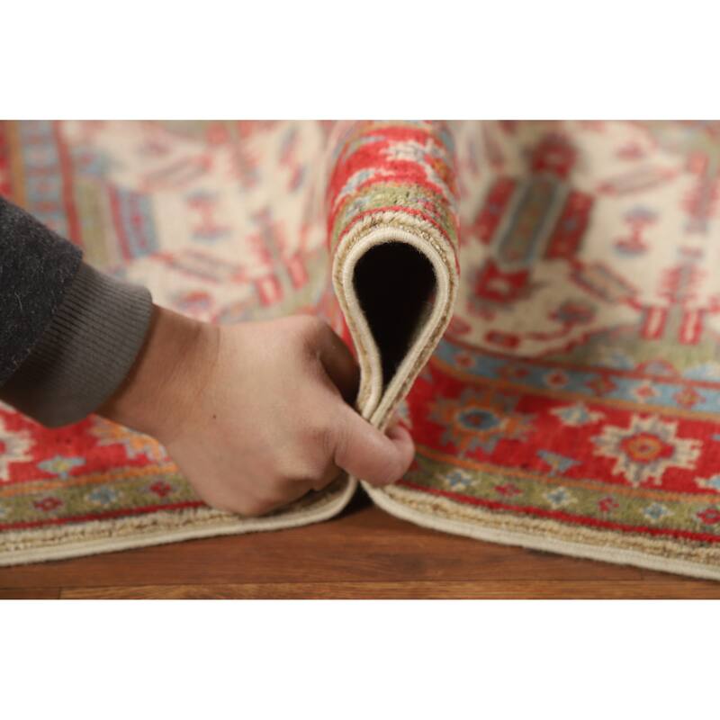 Geometric Kazak Oriental Accent Foyer Rug Hand-Knotted Wool Carpet - 2'0"x 3'0"