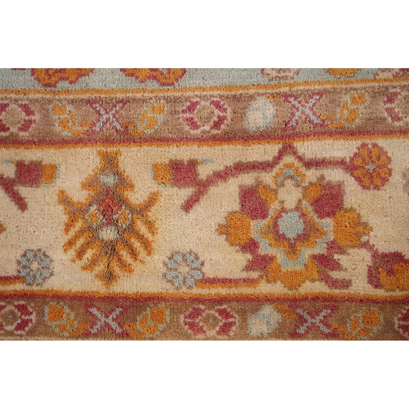 Light Blue Oushak Indian Area Rug Hand-Knotted Oriental Wool Carpet - 8'0"x 10'0"