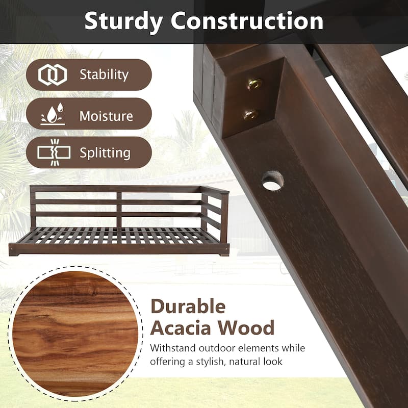 Country Patio Wooden Twin Size Swing Daybed Porch Swing Frame