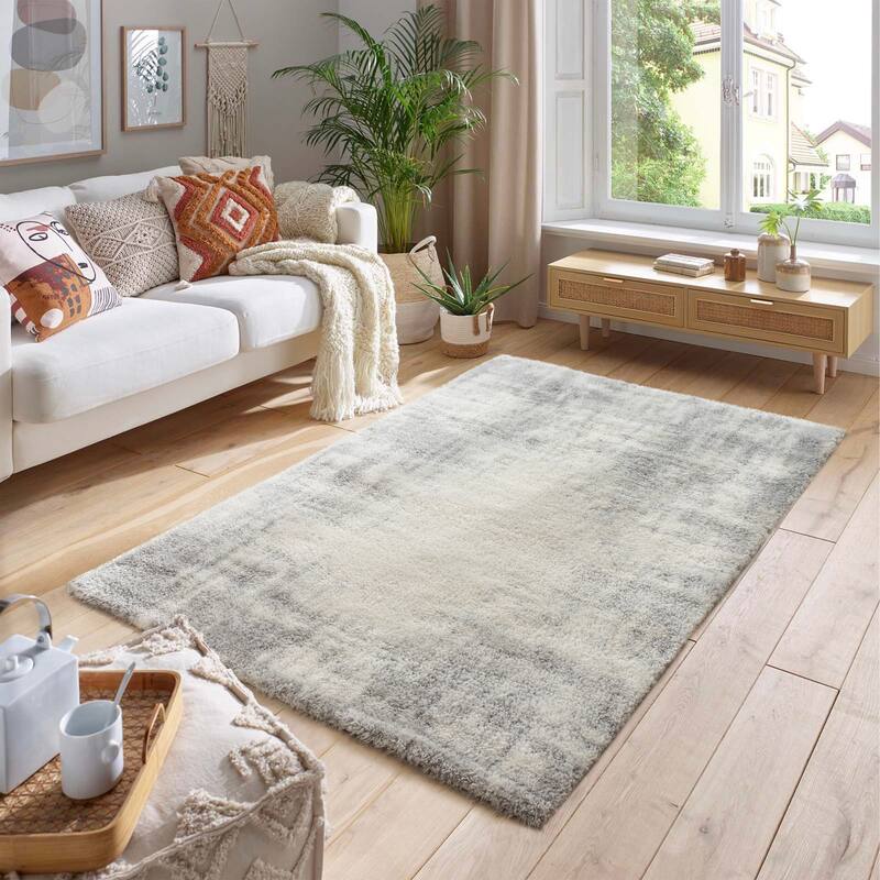 Pasargad Home Turkish Shag Collection Ivory Area Rug Plush 1 Inch Pile