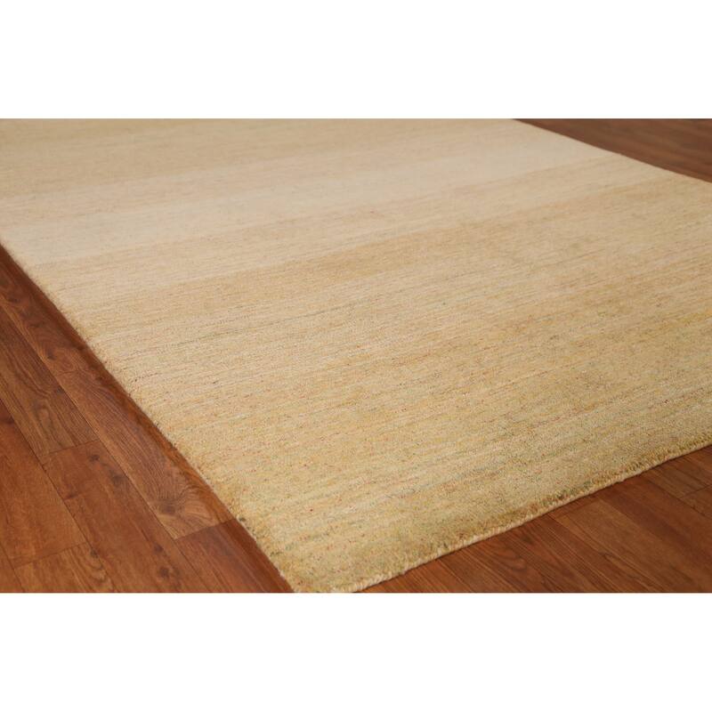 Contemporary Gold Gabbeh Indian Area Rug Handmade Wool Carpet - 5'3" x 7'7" - 5'3" x 7'7" - Gold