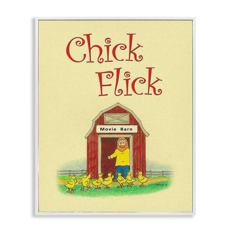 Stupell Chick Flick Vintage Pun Framed Giclee Art Design By Roger Straub - 24 x 30 - White