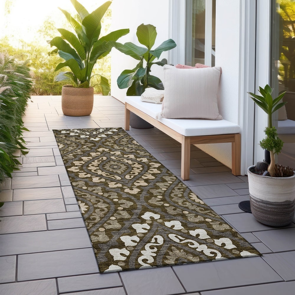 Machine Washable Indoor/ Outdoor Chantille Ttransitional Medallion Rug