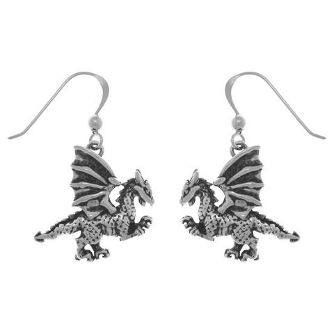 Sterling Silver Fierce Clawing Dragon Dangle Earrings