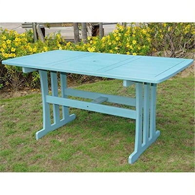 Acacia Dining Table 60x36 - Outdoor Patio Table with Umbrella Hole - Weather Resistant Table - 32
