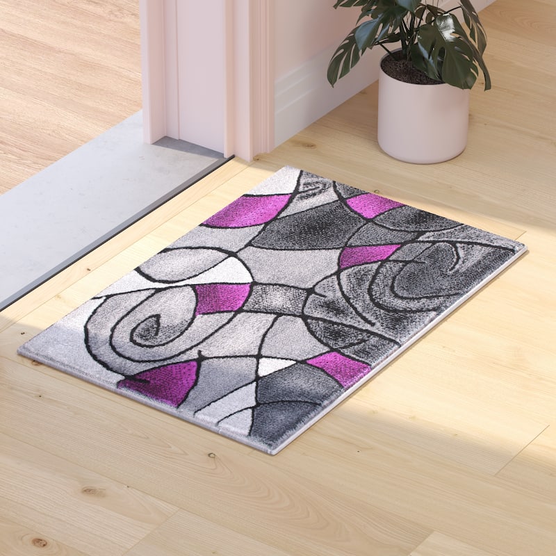 Modern Olefin Accent Area Rug - Abstract Pattern