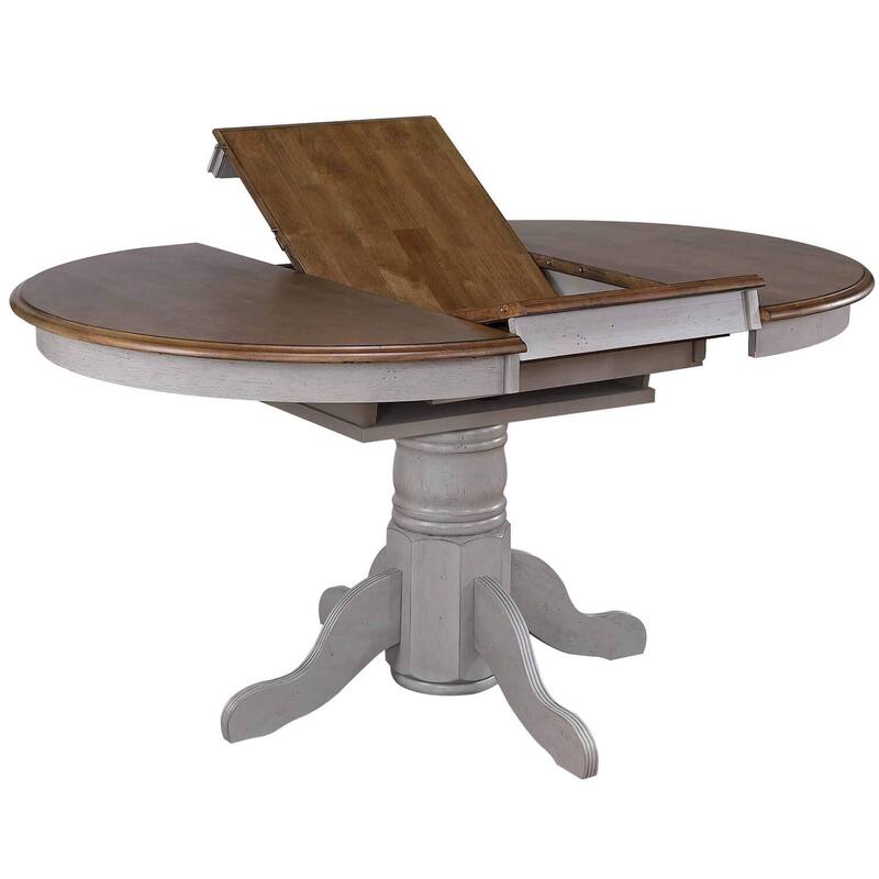 Extendable Dining Table Set - Round to Oval, 6 Chairs, Buffet, Gray & Brown Wood