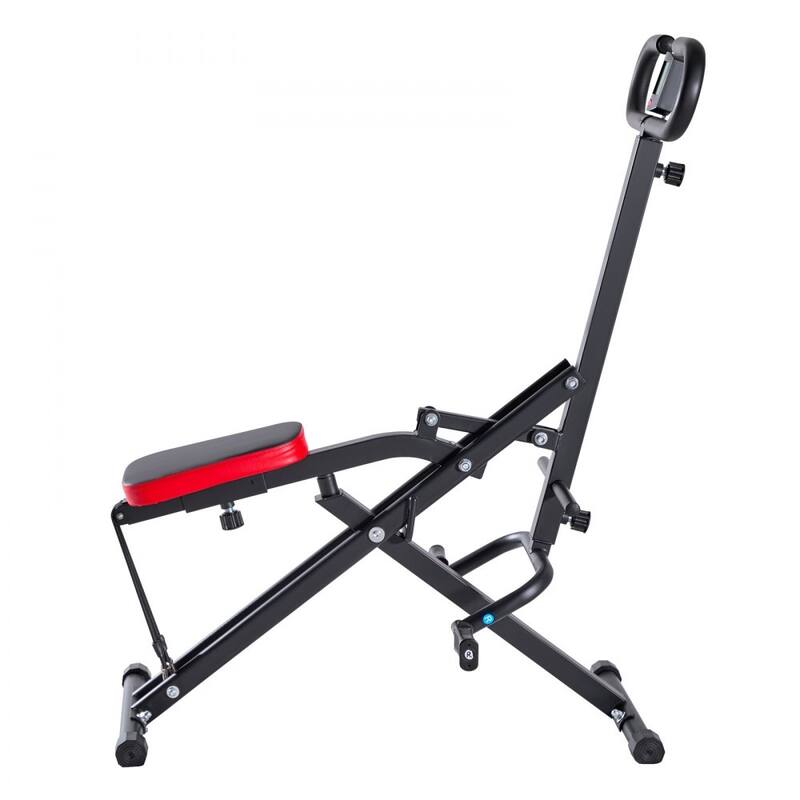 Black Steel Deep Squat Training Machine with Adjustable Seat and Resistance Bands - 35.4 x 22.8 x 44.1 in