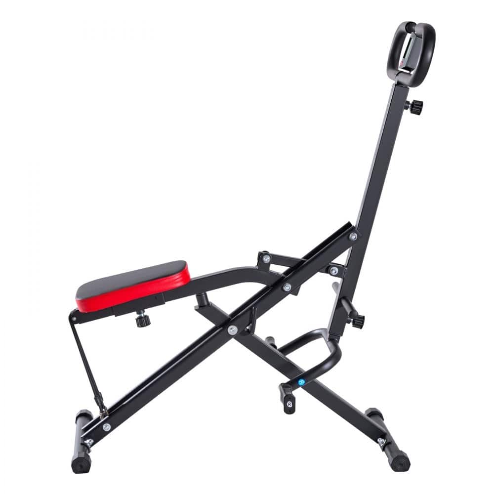 Black Steel Deep Squat Training Machine with Adjustable Seat and Resistance Bands - 35.4 x 22.8 x 44.1 in