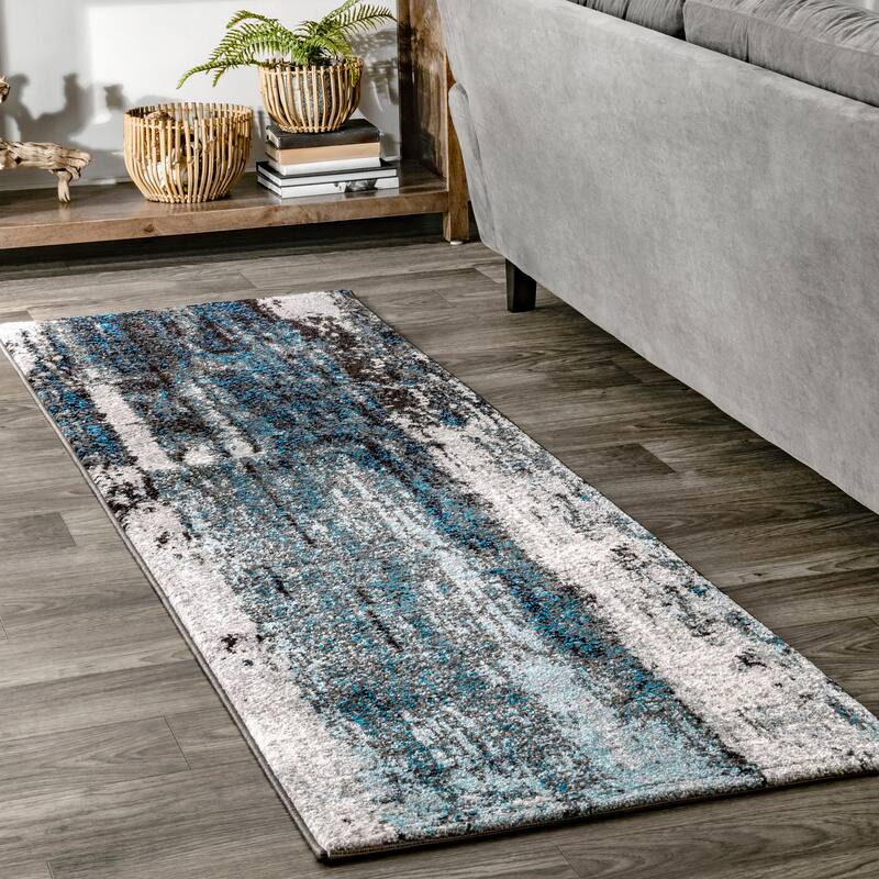 Nuloom Haydee Glacial Abstract Area Rug - 2'6" x 6' Runner - Blue - Rectangle