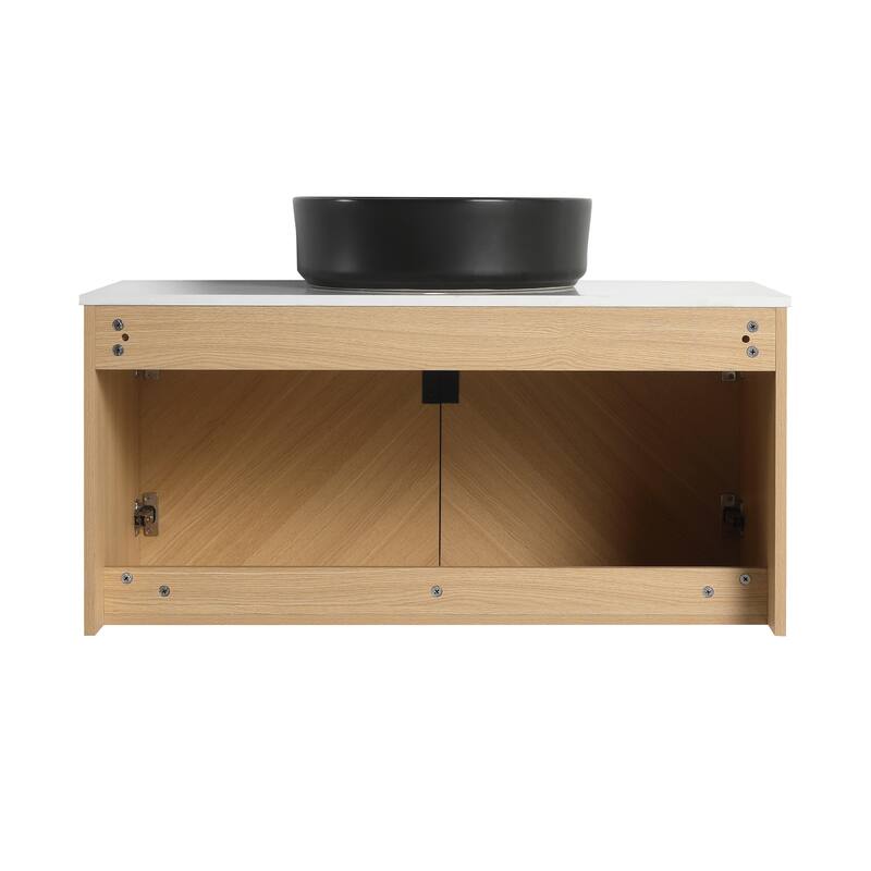 Malwee 30"/36" Floating Bathroom Vanity, Wall Mounted Bathroom Vanity with Ceramic Sink and Soft Close Door