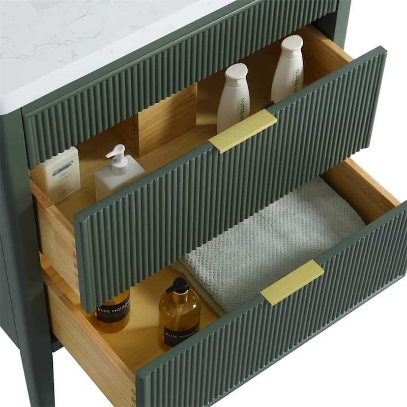 30'' Freestanding Single Sink Bathroom Vanity with Solid Wood