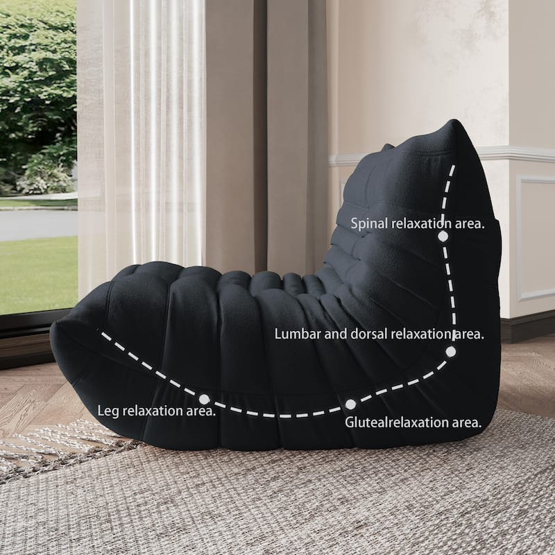 Single Lazy Sofa Teddy Fabric Soft Sponge Lounger Bean Bag Chair