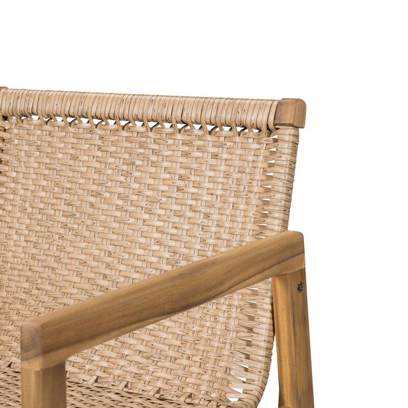 Christopher Knight Home - Marcella Outdoor Elegance Acacia Wood Barstool Set with Wicker Detail and Cushions