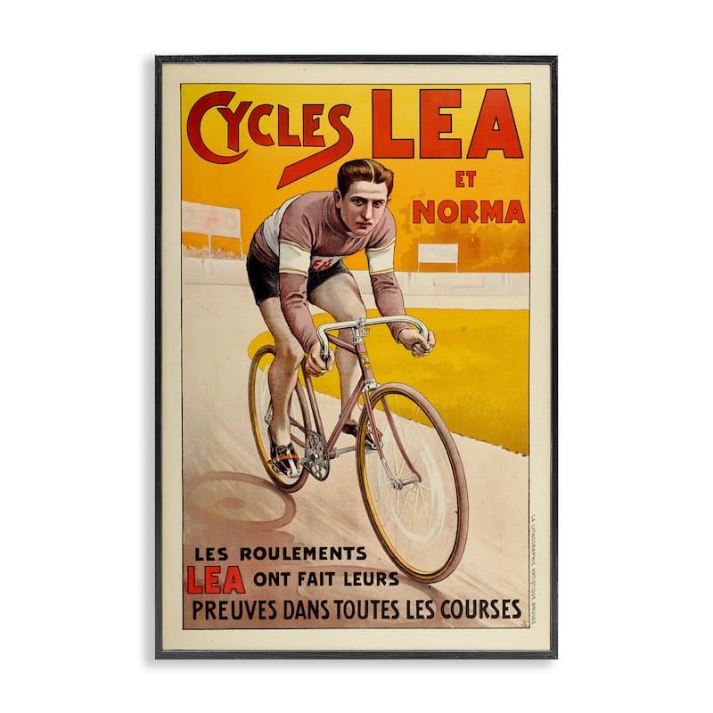 Stupell Yellow Antique Cycling Poster Framed Giclee Art Design By Marcus Jules - 20 x 30 - Black