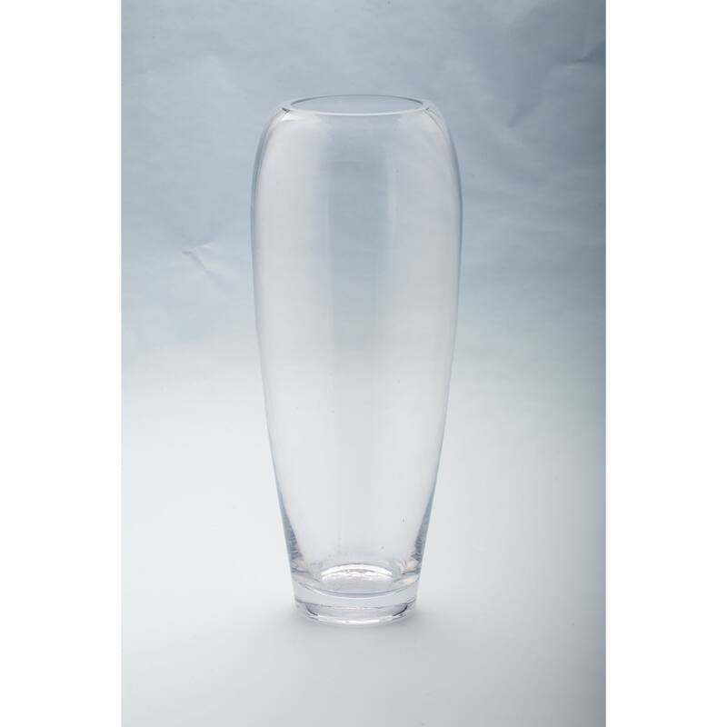 Cylindrical Hand-Blown Glass Vase - 15" - Clear