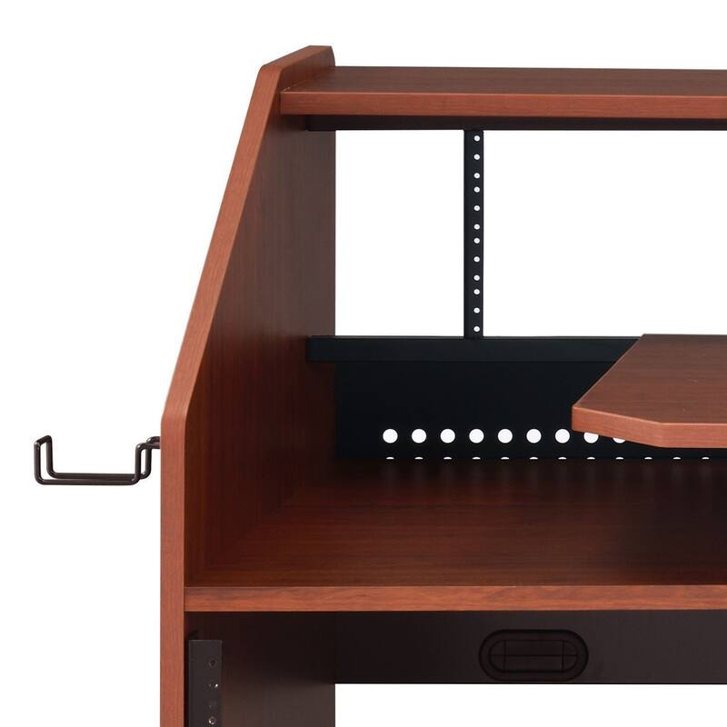 71-Inch Music Desk with Earphone Rack, 6 Adjustable Shelves, MDF & Metal Construction