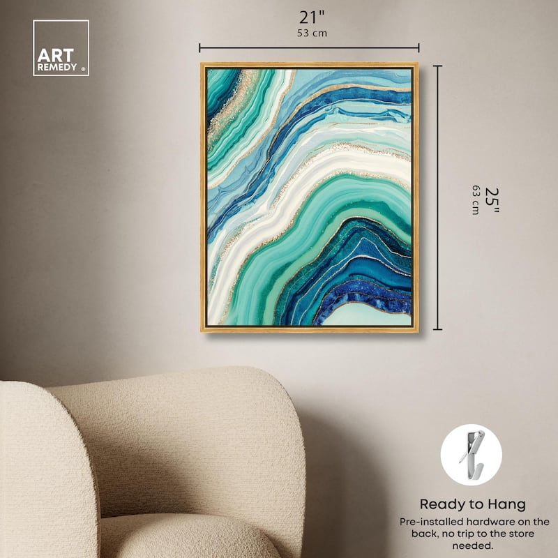 Blue Green Abstract Agate I Canvas by Art Remedy