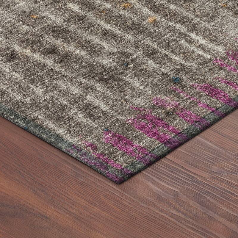 Machine Washable Indoor/ Outdoor Boho Modern Chantille Rug