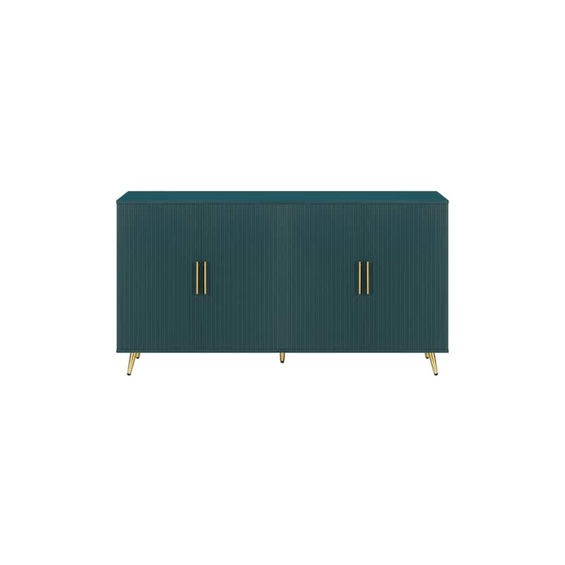 Navy Blue 60" TV Stand Cabinet with Antique Pull Handle, Storage Cabinet and Adjustable Shelves for TVs Up to 65"