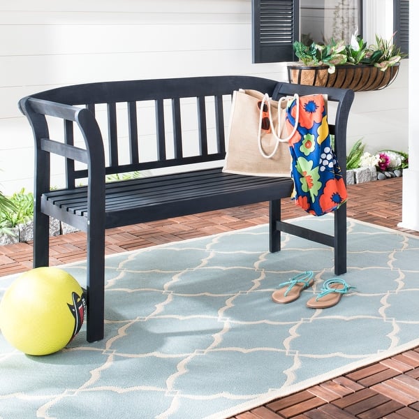 slide 2 of 10, SAFAVIEH Porterville Dark Slate Grey 2-seat Bench - 19.7"x49.2"x31.1" PAT6742K