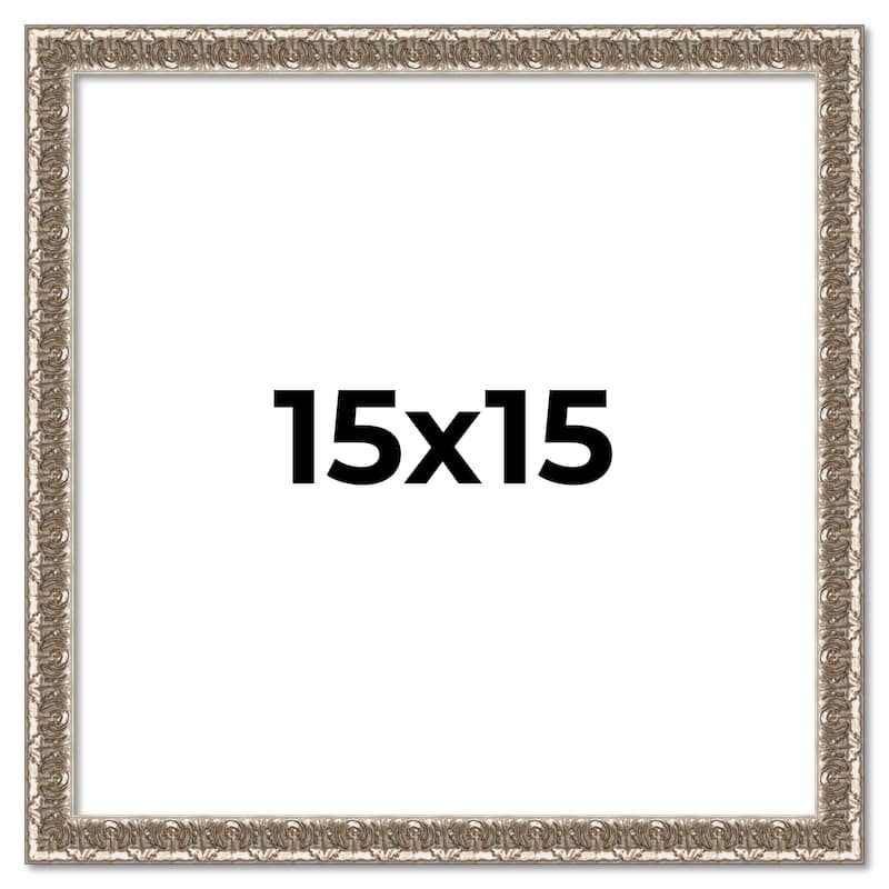15x15 Frame Silver Versailles Ornate Solid Wood Picture Frame | 1 Inch