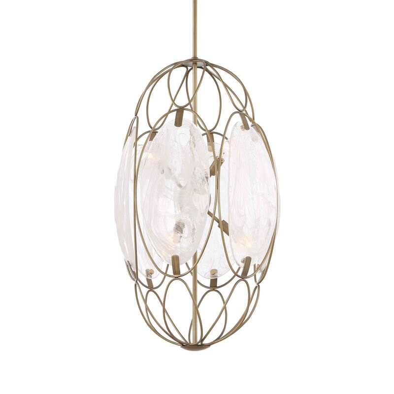 Uttermost Valencia 6 Light Glass Panel Pendant - 19"W x 19"D x 31"H