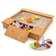 preview thumbnail 1 of 8, Costway Kids Wooden Sandbox w/ Bench Seats & Storage Boxes Children - See Details Natural - See Details