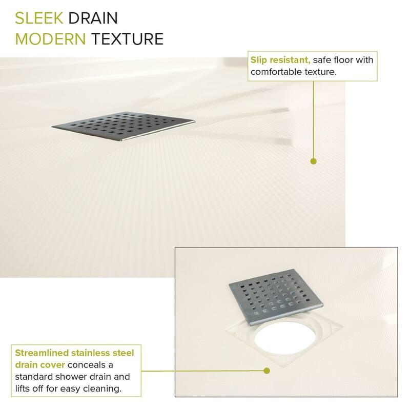 Transolid FL6036C-31 Linear 60-in L x 36-in W Single Threshold Shower Base with a Center Drain - 60-in L x 36-in W