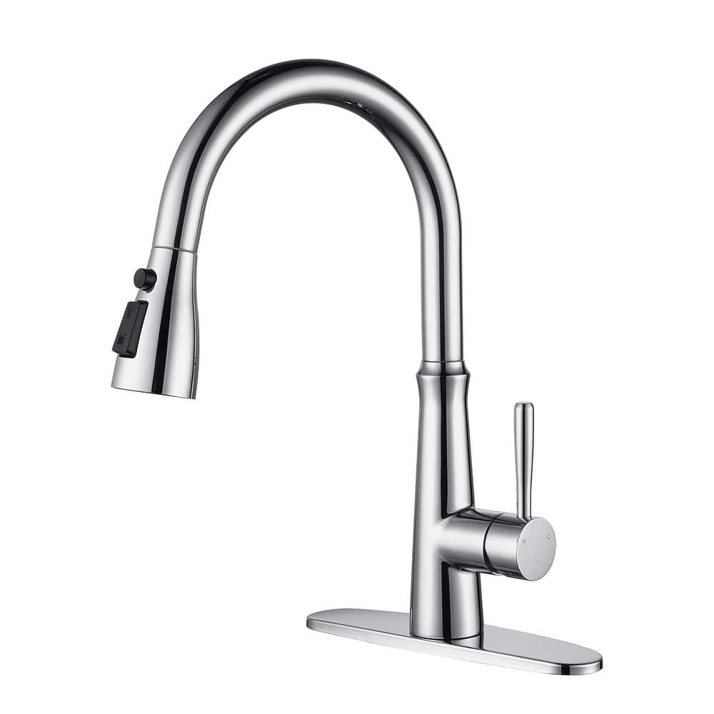 WOWOW Single Handle 3-Mode Pull Out Sprayer Kitchen Faucet