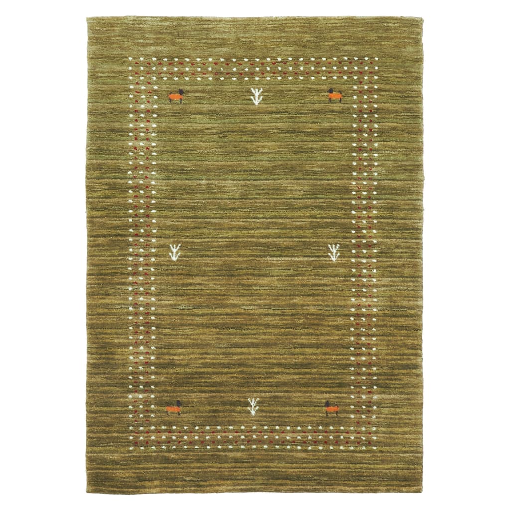 ECARPETGALLERY Hand Loomed Kashkuli Gabbeh Olive Wool Rug - 3'0 x 4'8
