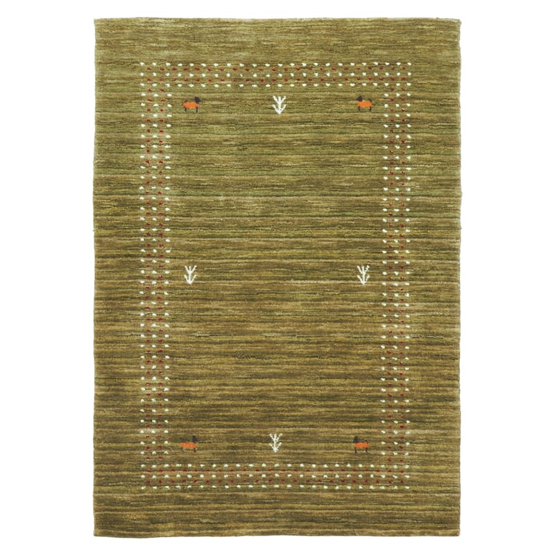 ECARPETGALLERY Hand Loomed Kashkuli Gabbeh Olive Wool Rug - 3'0 x 4'8