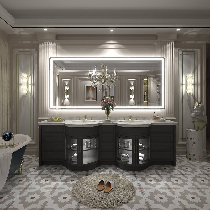 UL Certified Frameless LED Front Light and Backlit 3 Colors Dimmable Anti-Fog Wall Bathroom Vanity Mirror