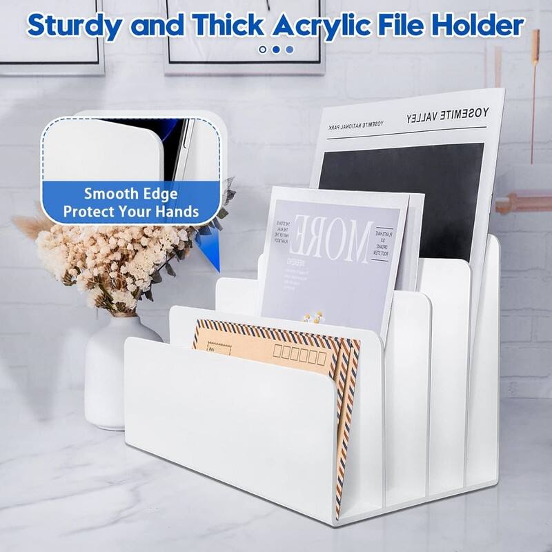 4 Section Acrylic File Organizer for Desk