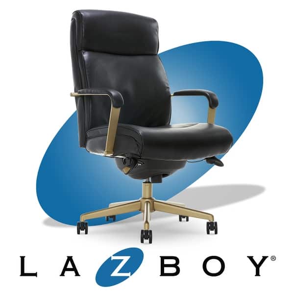 slide 2 of 42, La-Z-Boy Melrose Executive Office Chair, Brass Finish Black