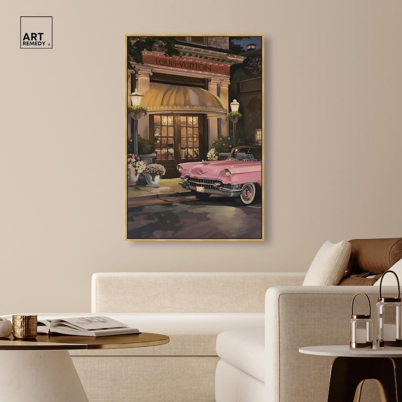 Classic Car Store Visit Canvas by Art Remedy