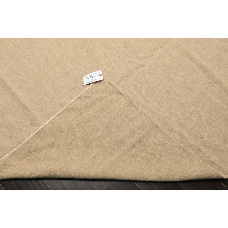 9'2''x12'6'' Handwoven Flatweave Wool Beige Superfine Modern Solid Kilim Rug - 9' 2'' x 12' 6''