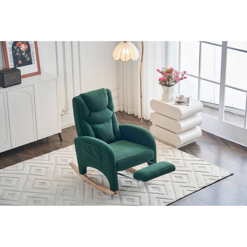 Fabric Upholstered Nursery Rocking Chair with Adjustable Footrest