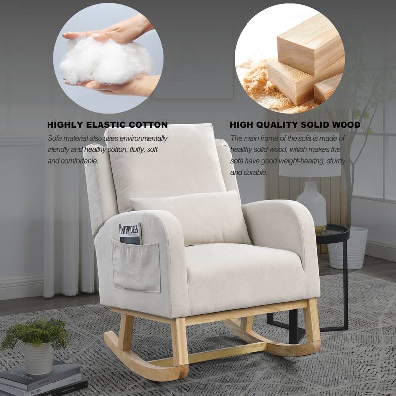 GDFStudio - Celestina Ultra-Cozy Rocking Chair with High-Back Support and Side Pockets - 27.5 "W